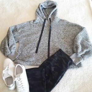 Shein Gray Fuzzy Pullover Hoodie M